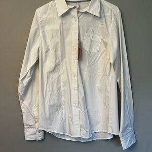 Cinch White Button-Up Shirt with Embroidered Logo